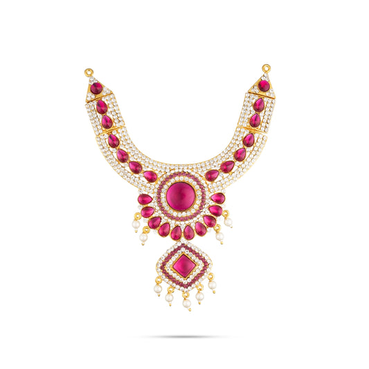 Stone Necklace - 7 Inches | Small Stone Haram/ Stone Jewellery for Deity Decor/ 135 Gms Approx - Neck & Body Accessories