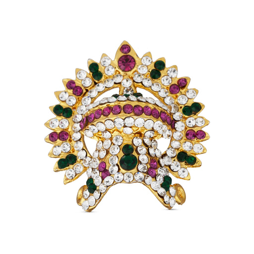 Half Stone Kireedam With Arch - 1.5 X 1 Inch | Multicolour Stone Crown/ Mukut/ Half Stone Kiridam For Deity - Head & Face Accessories
