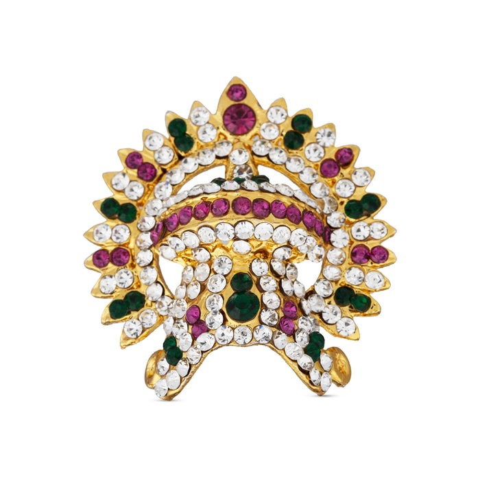 Half Stone Kireedam With Arch - 1.5 X 1 Inch | Multicolour Stone Crown/ Mukut/ Half Stone Kiridam For Deity - Head & Face Accessories