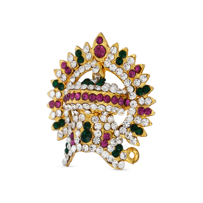Half Stone Kireedam With Arch - 1.5 X 1 Inch | Multicolour Stone Crown/ Mukut/ Half Stone Kiridam For Deity - Head & Face Accessories