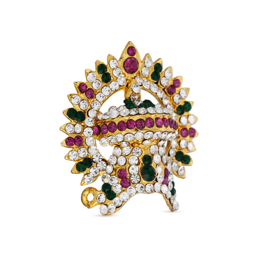 Half Stone Kireedam With Arch - 1.5 X 1 Inch | Multicolour Stone Crown/ Mukut/ Half Stone Kiridam For Deity - Head & Face Accessories