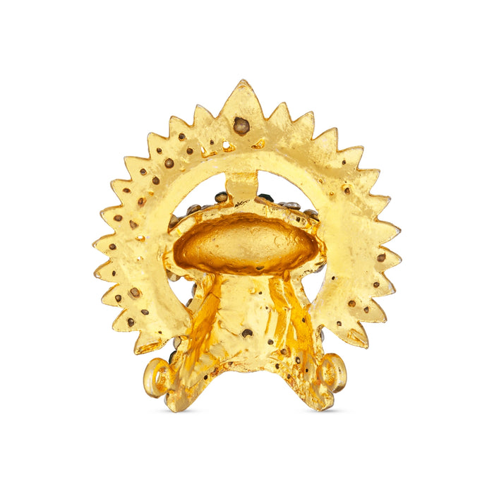 Half Stone Kireedam With Arch - 1.5 X 1 Inch | Multicolour Stone Crown/ Mukut/ Half Stone Kiridam For Deity - Head & Face Accessories