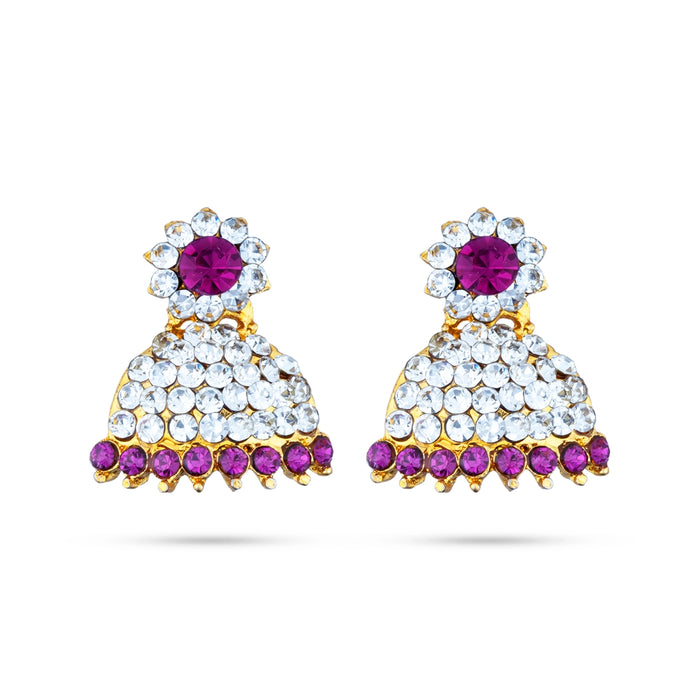 Stone Earring Pair - 1 Inch | Stud Earring/ Stone Karnapathiram for Deity/ 5 Gms Approx - Head & Face Accessories