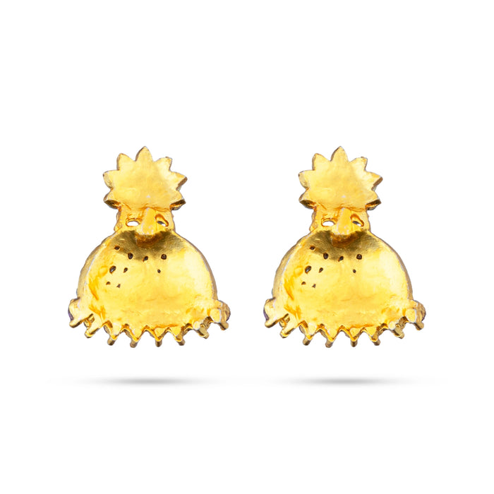Stone Earring Pair - 1 Inch | Stud Earring/ Stone Karnapathiram for Deity/ 5 Gms Approx - Head & Face Accessories