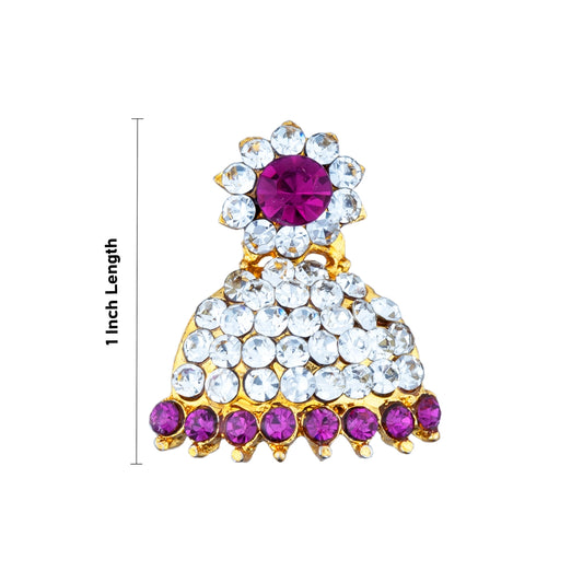 Stone Earring Pair - 1 Inch | Stud Earring/ Stone Karnapathiram for Deity/ 5 Gms Approx - Head & Face Accessories