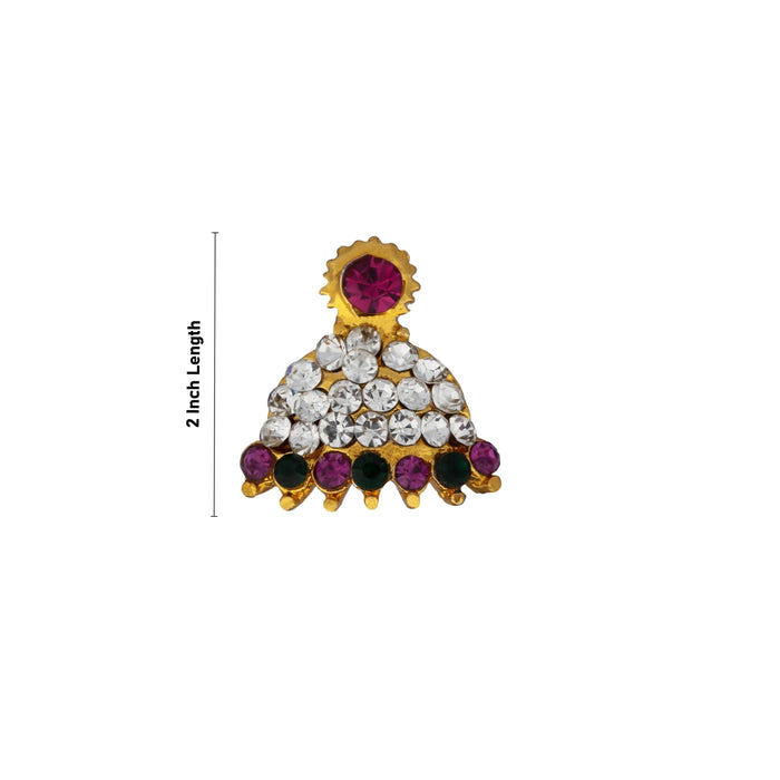 Stone Earring Pair - 0.5 Inch | Stud Earring/ Multicolour Stone Karnapathiram for Deity/ 5 Gms Approx - Head & Face Accessories