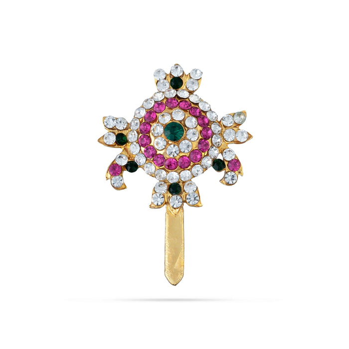 Shankh Chakra Pair - 2 x 1.25 Inches | Multicolour Stone Shanka Chakra/ Artificial Jewelry for Deity - Deity Accessories