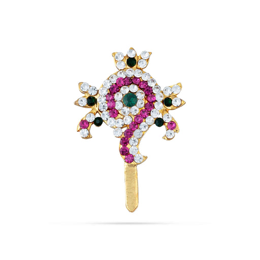 Shankh Chakra Pair - 2 x 1.25 Inches | Multicolour Stone Shanka Chakra/ Artificial Jewelry for Deity - Deity Accessories
