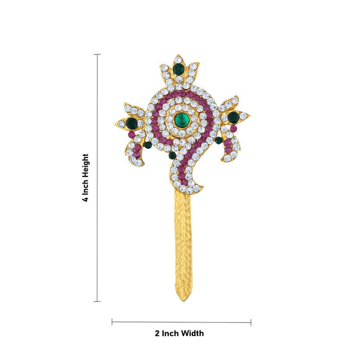 Balaji Shankh Chakra Pair - 4 x 2 Inches | Multicolour Stone Shankha Chakra/ Shanka Chakra For Deity Decor - Deity Accessories