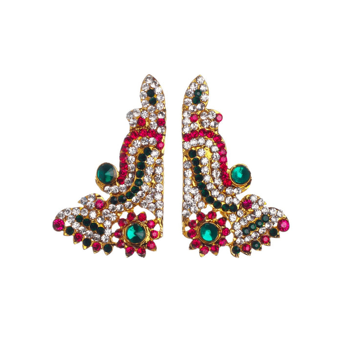 Stone Earring - 2 Inches | Stone Ear Studs/ Karnapathiram/ Multicolour Stone Jewellery for Deity