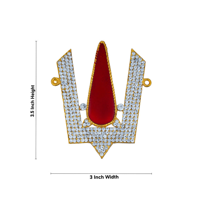 Stone Vishnu Tilak - 3.5 x 3 Inches | V Shape Stone Namam/ Perumal Namam for Deity/ 40 Gms Approx - Head & Face Accessories