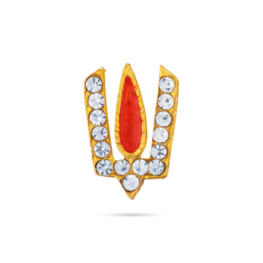 Stone Vishnu Tilak - 0.75 x 0.5 Inches | V Shape Perumal Namam/ White & Red Stone Namam for Deity - Head & Face Accessories