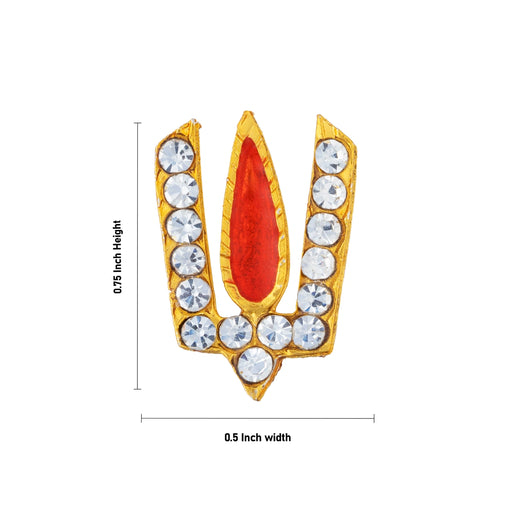 Stone Vishnu Tilak - 0.75 x 0.5 Inches | V Shape Perumal Namam/ White & Red Stone Namam for Deity - Head & Face Accessories