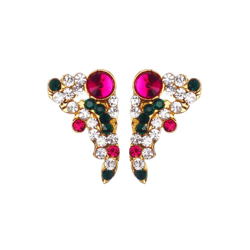 Stone Earring - 1 x 0.5 Inches | Stone Ear Studs/ Karnapathiram/ Multicolour Stone Jewellery for Deity - Head & Face Accessories