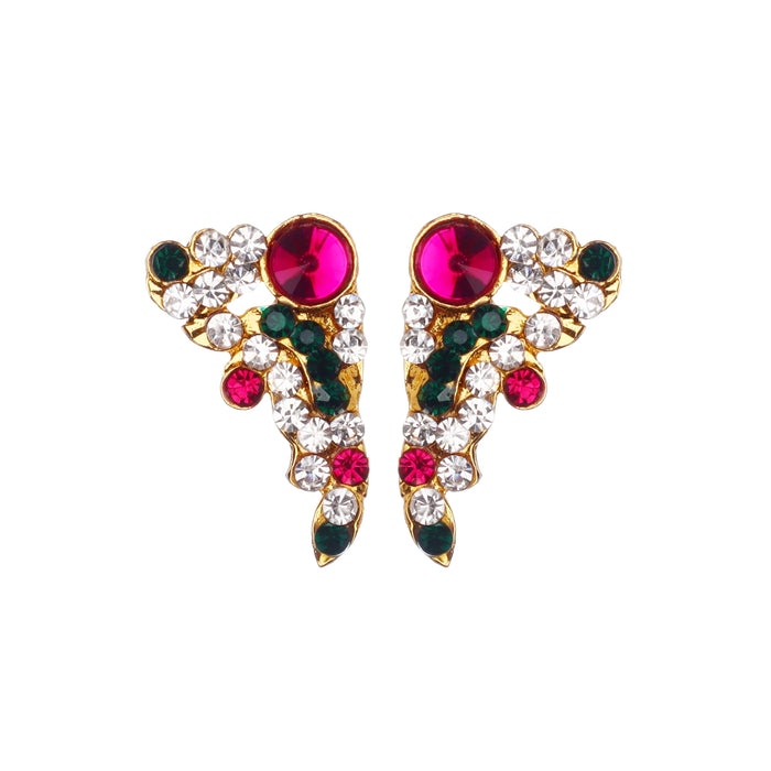 Stone Earring - 1 x 0.5 Inches | Stone Ear Studs/ Karnapathiram/ Multicolour Stone Jewellery for Deity - Head & Face Accessories