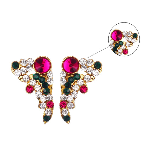 Stone Earring - 1 x 0.5 Inches | Stone Ear Studs/ Karnapathiram/ Multicolour Stone Jewellery for Deity - Head & Face Accessories