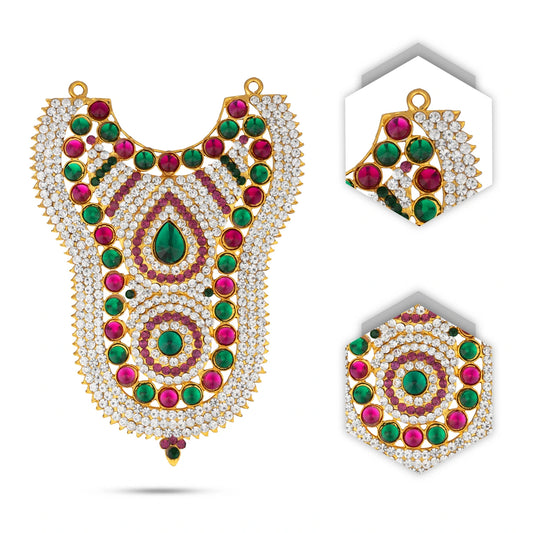 Stone Necklace - 5 Inches | Multicolour Stone Haram/ Stone Jewelry for Deity - Neck & Body Accessories