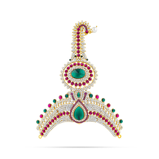 Stone Crown - 9 x 6.5 Inches | Thura Kireedam/ Multicolour Stone Mukut/ Kiridam for Deity - Head & Face Accessories