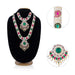 Stone Necklace & Stone Haram Pair - 12 Inches | Artificial Jewelry/ Stone Jewellery For Deity Decor - Neck & Body Accessories