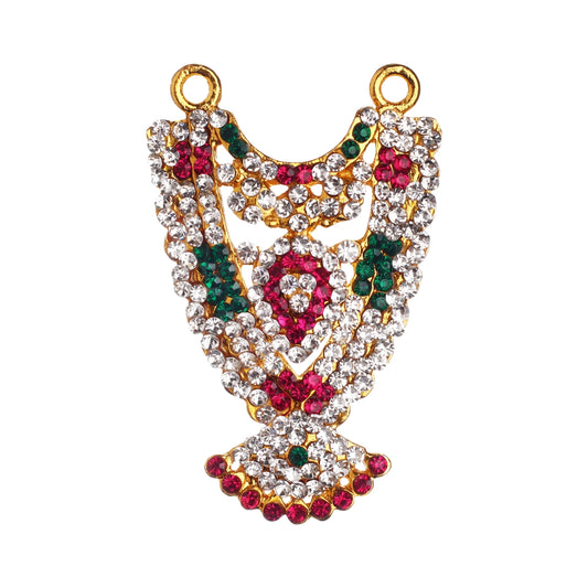 Stone Haram & Stone Necklace Set - 2.5 x 1.5 Inches | Haram Necklace Set/ Multicolour Stone Jewelry for Deity - Neck & Body Accessories