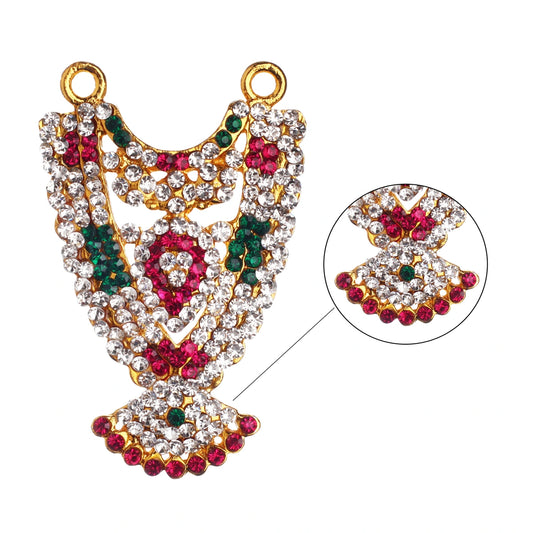 Stone Haram & Stone Necklace Set - 2.5 x 1.5 Inches | Haram Necklace Set/ Multicolour Stone Jewelry for Deity - Neck & Body Accessories