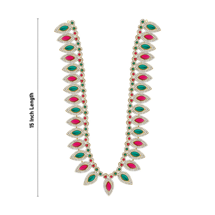 Five Step Stone Haram - 15 Inches | Multicolour Stone Jewellery/ Artificial Jewelry for Deity - Neck & Body Accessories