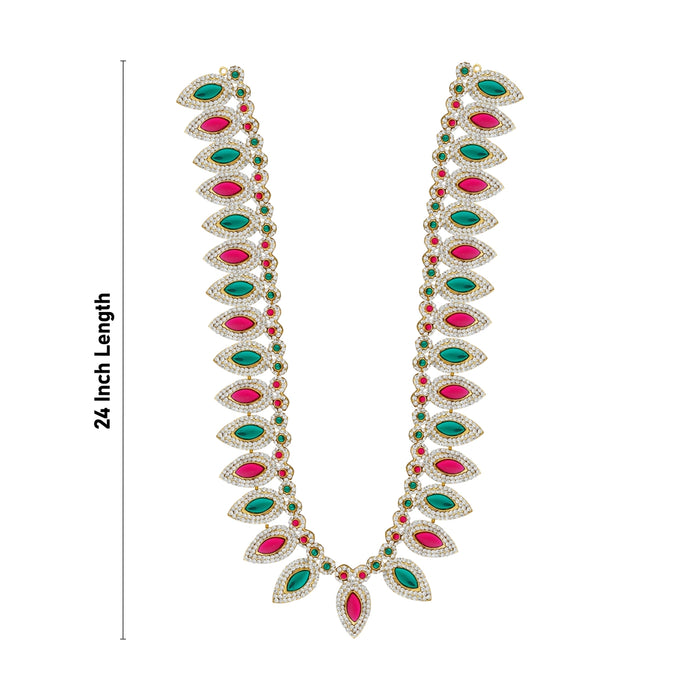 Stone Necklace & Stone Haram Set- 24 Inches | 5 Step& Multicolour Stone Jewellery/ Artificial Jewelry For Deity - Neck & Body Accessories