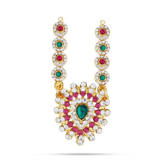 Stone Necklace & Stone Haram Set- 24 Inches | 5 Step& Multicolour Stone Jewellery/ Artificial Jewelry For Deity - Neck & Body Accessories