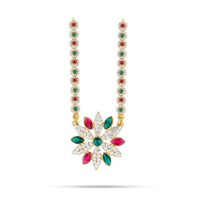 Stone Necklace & Stone Haram Set- 24 Inches | 5 Step& Multicolour Stone Jewellery/ Artificial Jewelry For Deity - Neck & Body Accessories