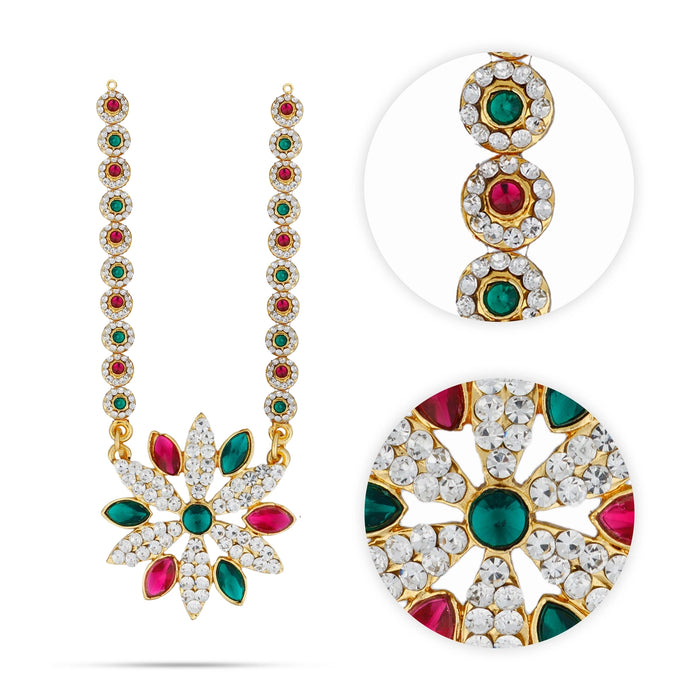 Stone Necklace & Stone Haram Set- 24 Inches | 5 Step& Multicolour Stone Jewellery/ Artificial Jewelry For Deity - Neck & Body Accessories