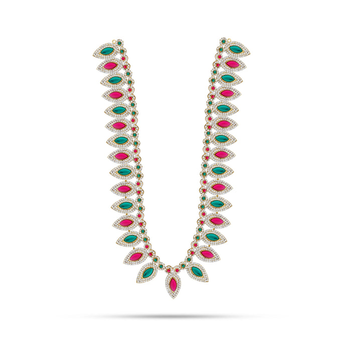 Stone Necklace & Stone Haram Set- 24 Inches | 5 Step& Multicolour Stone Jewellery/ Artificial Jewelry For Deity - Neck & Body Accessories