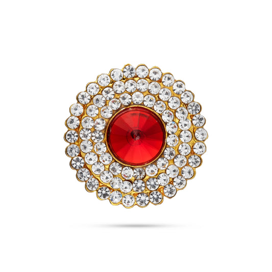 Stone Pottu - 1.25 Inches | Stone Tilak/ Stone Bindi/ Stone Jewellery for Deity Decor/ Assorted Colour - Head & Face Accessories