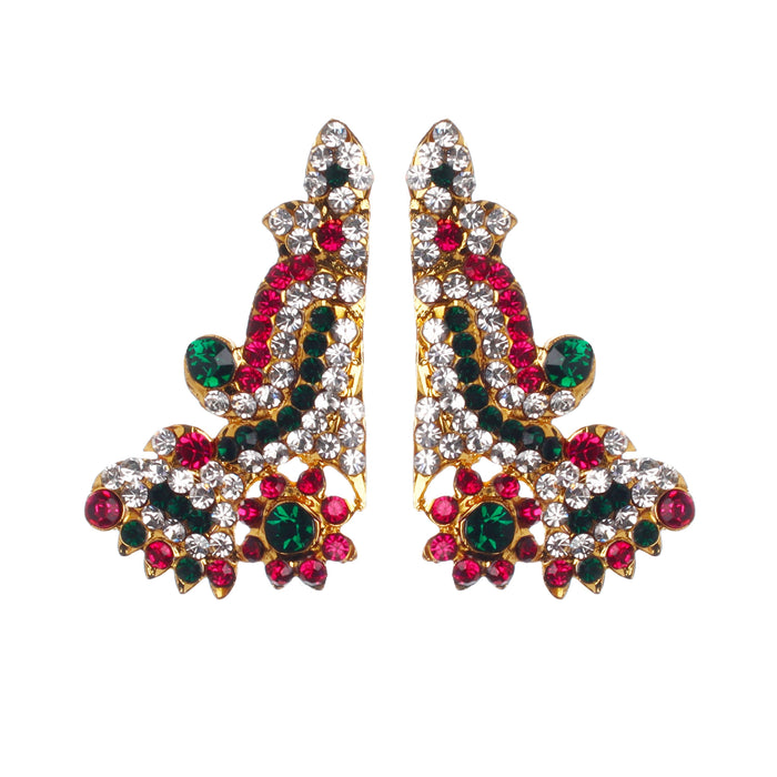 Stone Earring - 1.75 Inches | Stone Ear Studs/ Karnapathiram/ Multicolour Stone Jewellery for Deity
