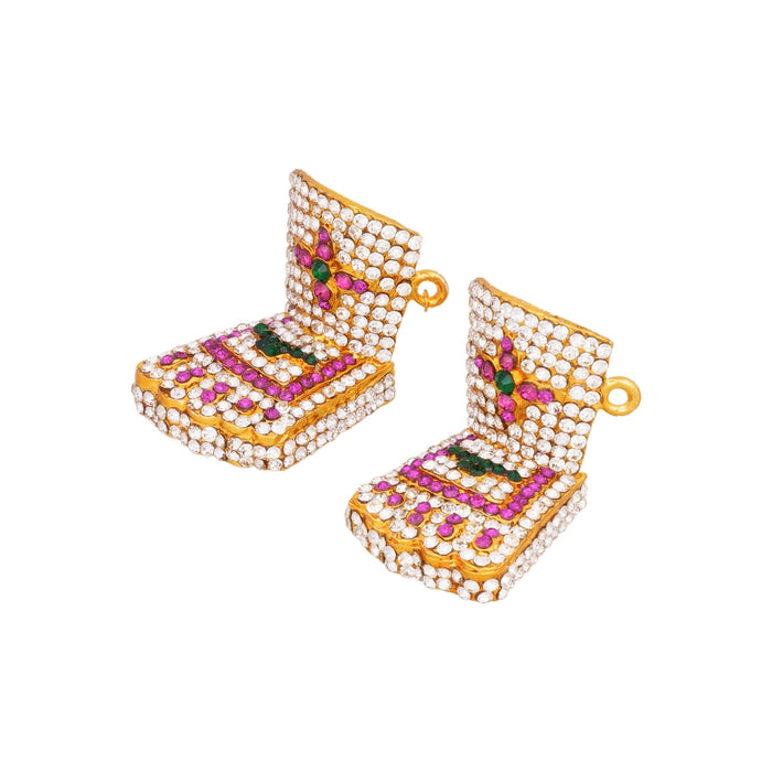 Stone Padham - 1.25 x 1.25 Inches | Multicoloured Stone Padam/ Stone Leg for Deity Decor/ 40 Gms Approx - Waist & Leg Accessories