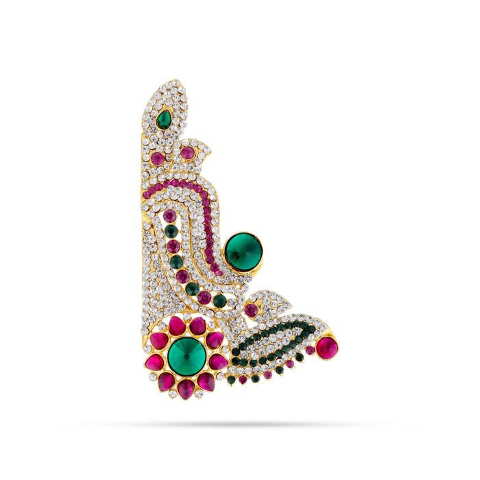 Stone Earring - 5 x 3 Inches | Ear Set / Stone Studs / Karnapathakam/ Multicolour Stone Ear Ring for Deity - Head & Face Accessories