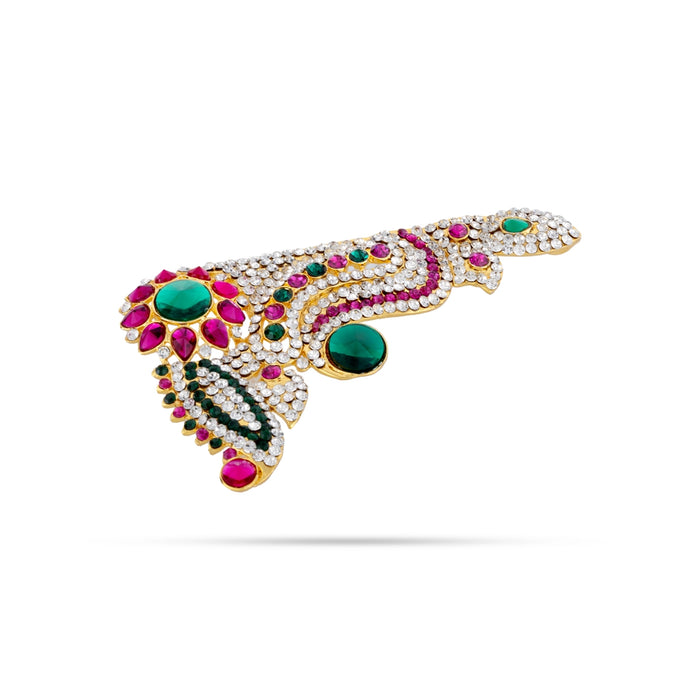 Stone Earring - 5 x 3 Inches | Ear Set / Stone Studs / Karnapathakam/ Multicolour Stone Ear Ring for Deity - Head & Face Accessories