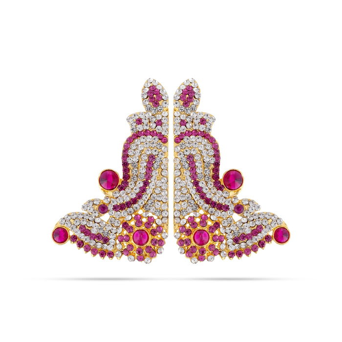 Stone Earring Pair - 3 x 2 Inches | Multicolour Stone Studs / Karna Pathakam / Stone Jewelry for Deity - Head & Face Accessories