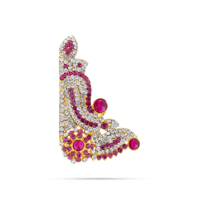 Stone Earring Pair - 3 x 2 Inches | Multicolour Stone Studs / Karna Pathakam / Stone Jewelry for Deity - Head & Face Accessories