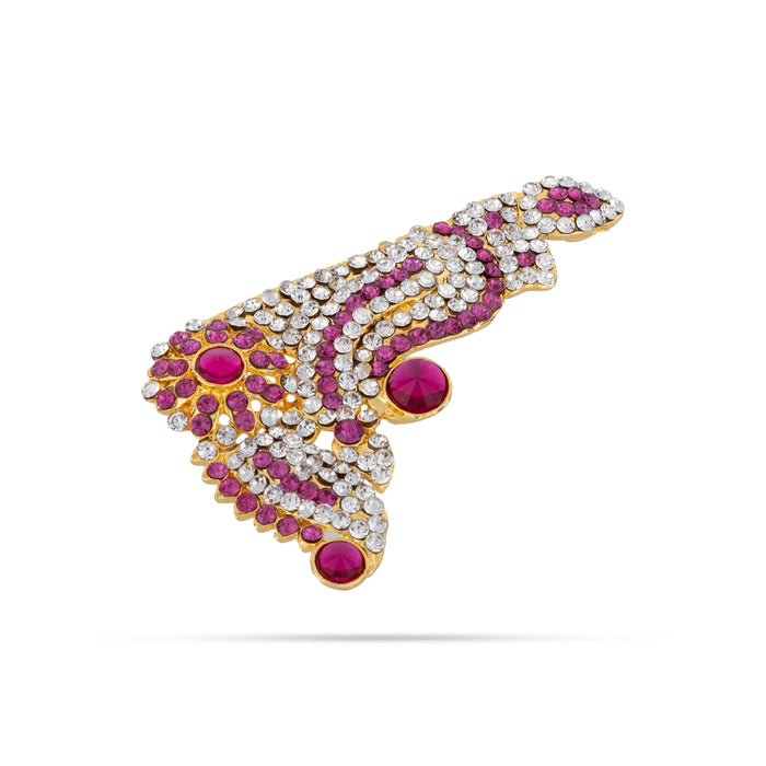 Stone Earring Pair - 3 x 2 Inches | Multicolour Stone Studs / Karna Pathakam / Stone Jewelry for Deity - Head & Face Accessories
