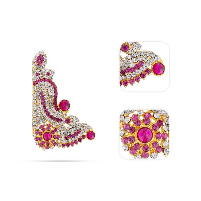 Stone Earring Pair - 3 x 2 Inches | Multicolour Stone Studs / Karna Pathakam / Stone Jewelry for Deity - Head & Face Accessories