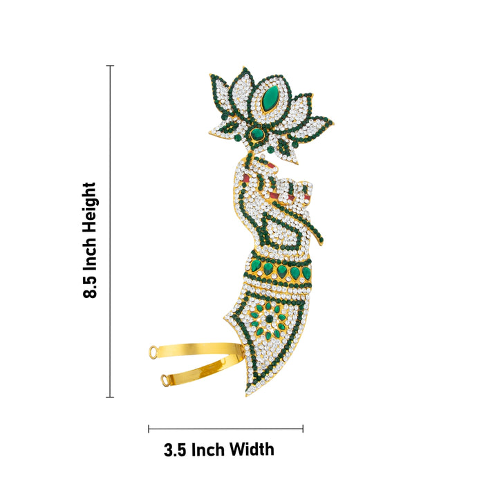 Lakshmi Hands Pair - 8.5 x 3.5 Inches | Lotus Design Multicoloured Stone Hands for Deity Decor