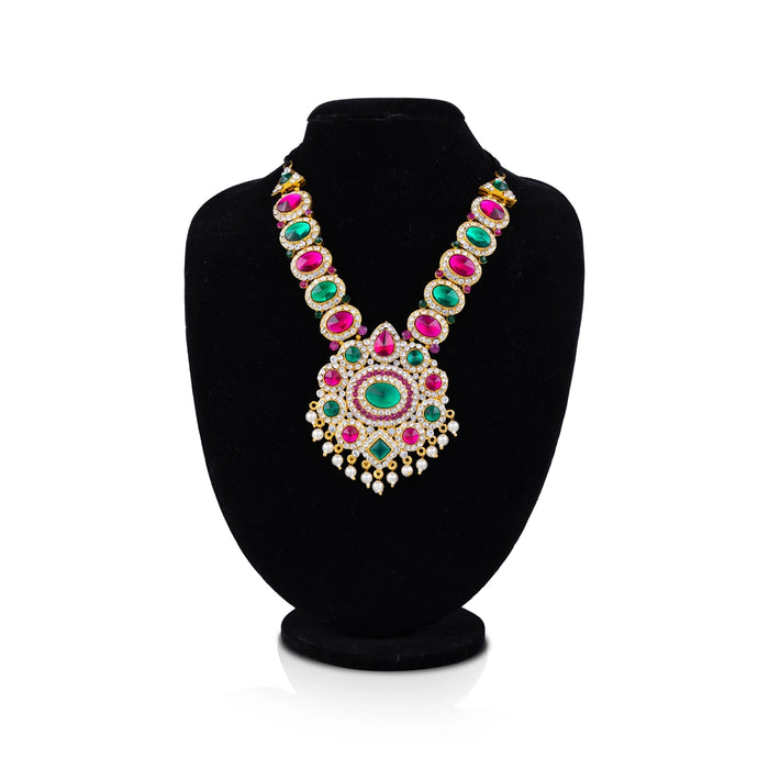 Stone Necklace - 7.5 x 3.5 Inches | Multicolour Stone & Beads Design Stone Jewellery/ Stone Haram for Deity - Neck & Body Accessories