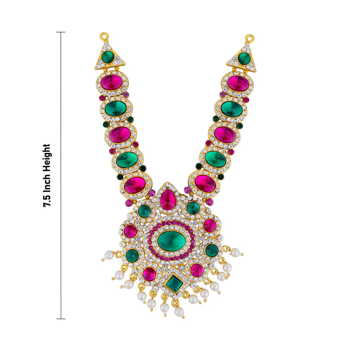 Stone Necklace - 7.5 x 3.5 Inches | Multicolour Stone & Beads Design Stone Jewellery/ Stone Haram for Deity - Neck & Body Accessories