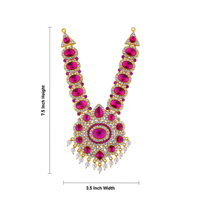 Stone Necklace - 7.5 x 3.5 Inches | Multicolour Stone & Beads Design Stone Jewellery/ Stone Haram for Deity - Neck & Body Accessories