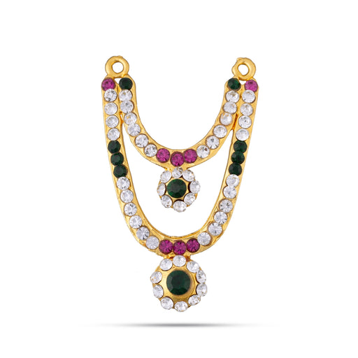 Stone Haram- 2.25 X 1.5 Inches | Multicolour Stone Jewellery/2 Line Stone Necklace/Artificial Jewelry For Deity - Neck & Body Accessories