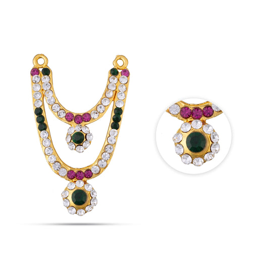 Stone Haram- 2.25 X 1.5 Inches | Multicolour Stone Jewellery/2 Line Stone Necklace/Artificial Jewelry For Deity - Neck & Body Accessories