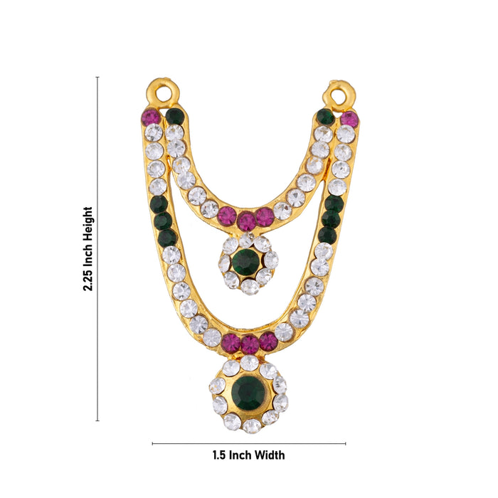 Stone Haram- 2.25 X 1.5 Inches | Multicolour Stone Jewellery/2 Line Stone Necklace/Artificial Jewelry For Deity - Neck & Body Accessories