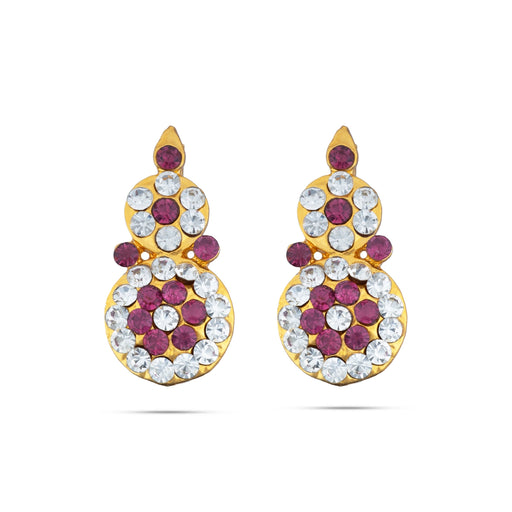 Stone Earring Pair - 1 x 0.5 Inches | Stud Earring/ Stone Karnapathiram for Deity Decor/ 10 Gms Approx - Head & Face Accessories