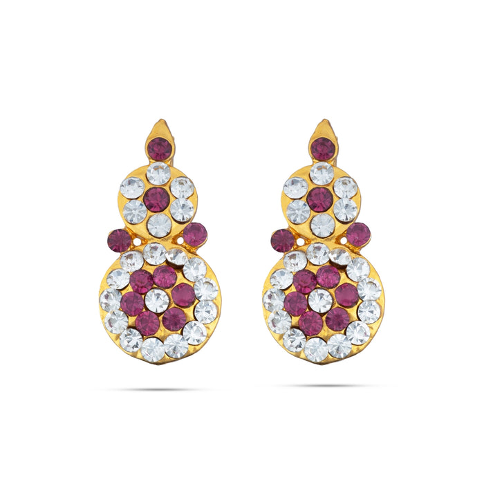 Stone Earring Pair - 1 x 0.5 Inches | Stud Earring/ Stone Karnapathiram for Deity Decor/ 10 Gms Approx - Head & Face Accessories