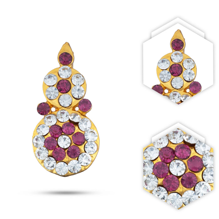 Stone Earring Pair - 1 x 0.5 Inches | Stud Earring/ Stone Karnapathiram for Deity Decor/ 10 Gms Approx - Head & Face Accessories